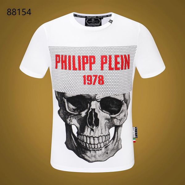 20fw women mens designer t shirts luxury phillip plain t shirt summer homme off black white skull superme tee hoodie tracksuits 18, White;black